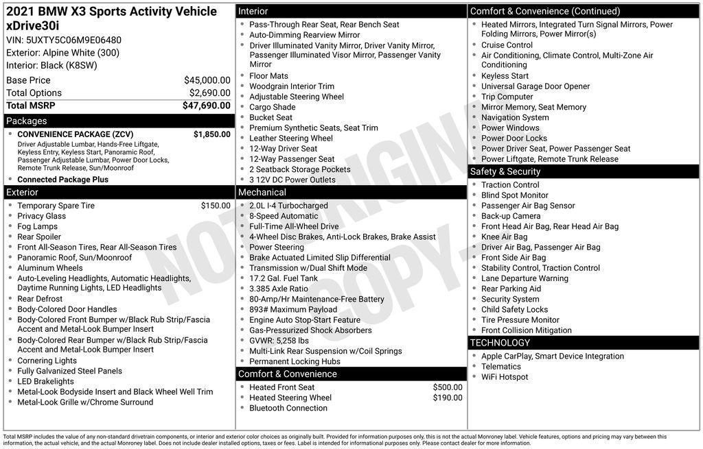 used 2021 BMW X3 car, priced at $24,777