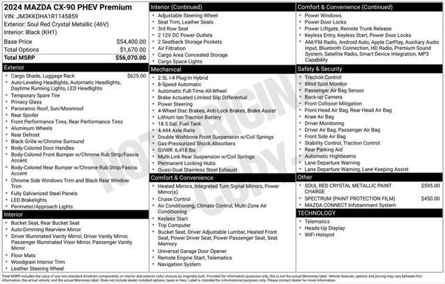 used 2024 Mazda CX-90 PHEV car, priced at $46,998