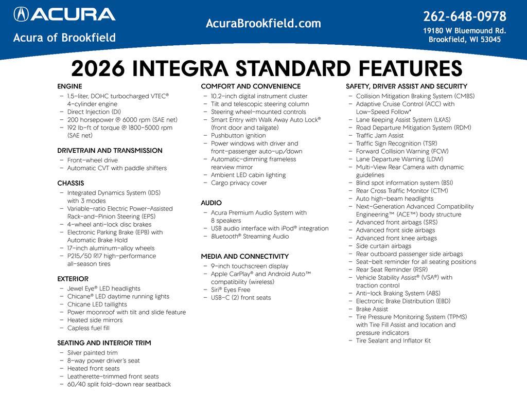 new 2026 Acura Integra car, priced at $37,145