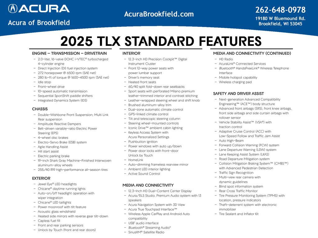 new 2025 Acura TLX car, priced at $52,195