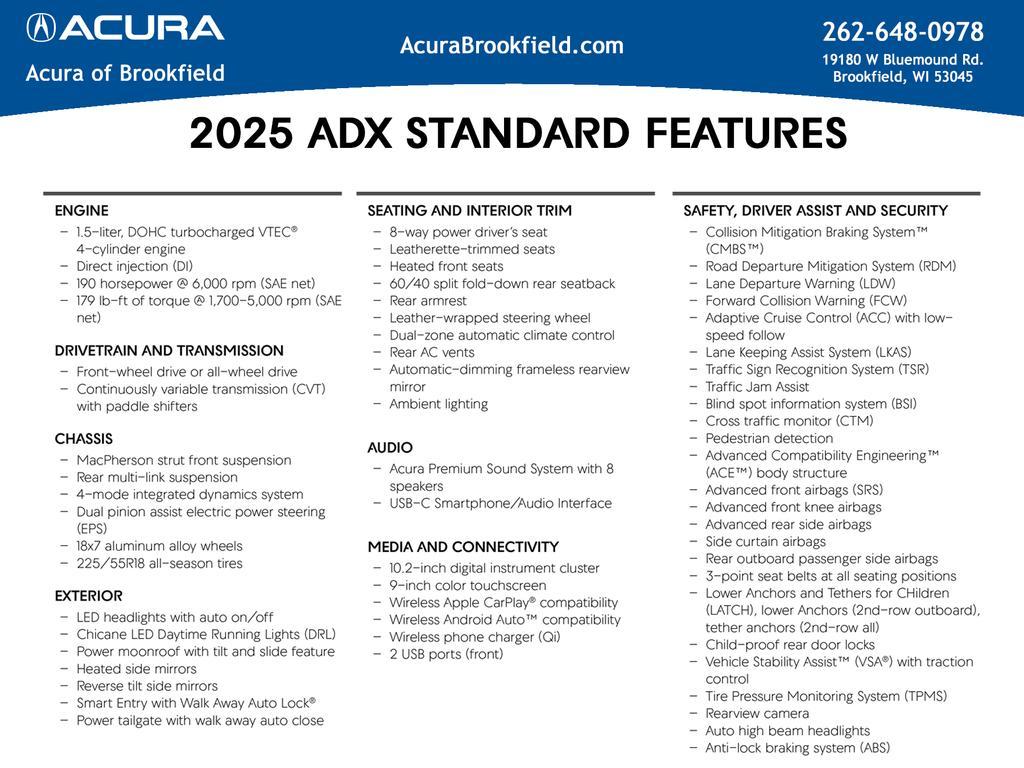 new 2025 Acura ADX car, priced at $36,950