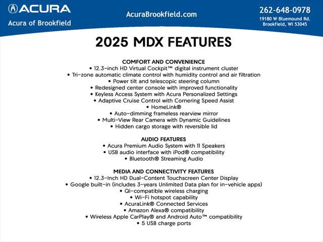 new 2025 Acura MDX car, priced at $55,050