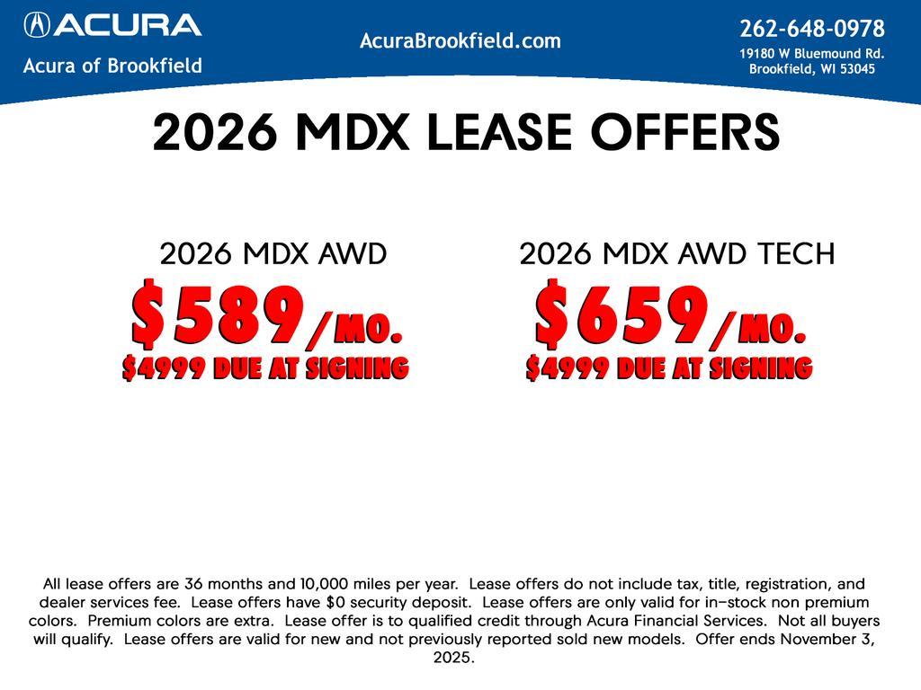 new 2026 Acura MDX car, priced at $55,950