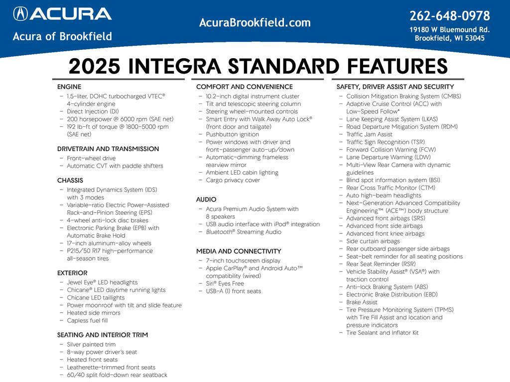 new 2025 Acura Integra car, priced at $34,195