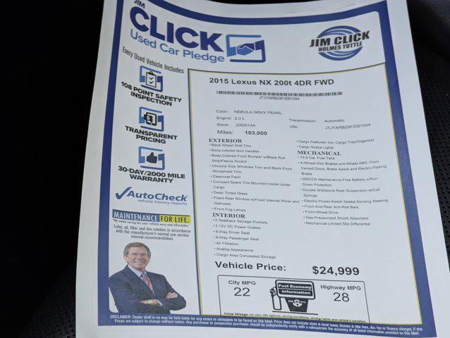 used 2015 Lexus NX 200t car, priced at $18,499