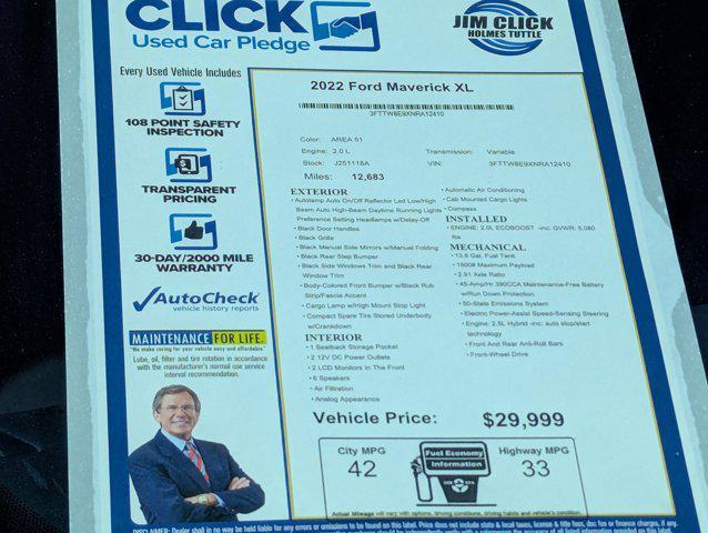 used 2022 Ford Maverick car, priced at $29,999