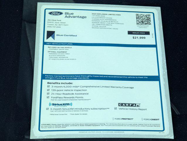 used 2020 Ford Explorer car, priced at $21,999