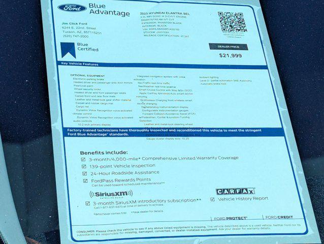 used 2023 Hyundai Elantra car, priced at $21,999