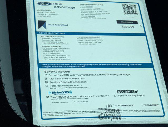 used 2022 Ford Explorer car, priced at $29,999