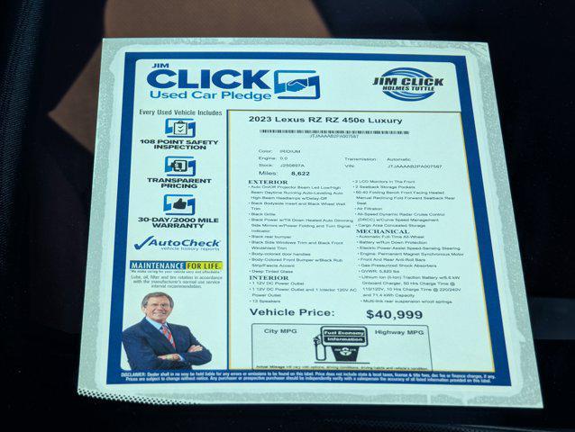 used 2023 Lexus RZ 450e car, priced at $40,999