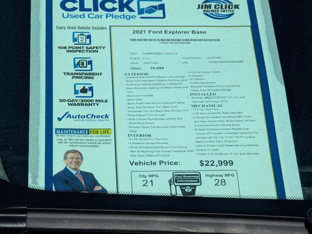 used 2021 Ford Explorer car, priced at $20,999