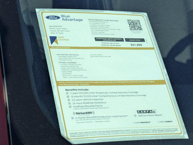 used 2024 Ford Mustang car, priced at $31,999