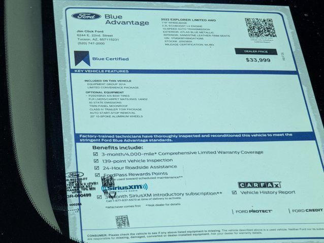 used 2022 Ford Explorer car, priced at $33,999