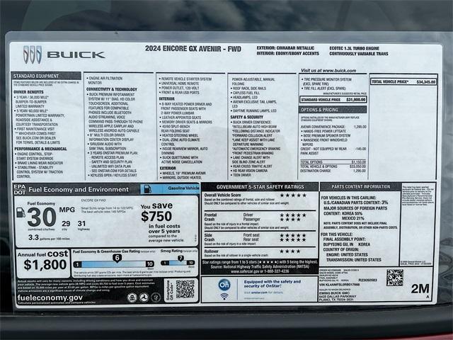 new 2024 Buick Encore GX car, priced at $28,844