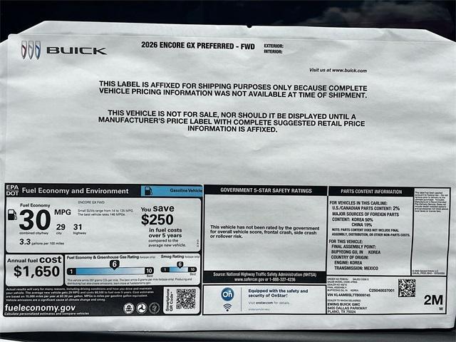 new 2026 Buick Encore GX car, priced at $26,280