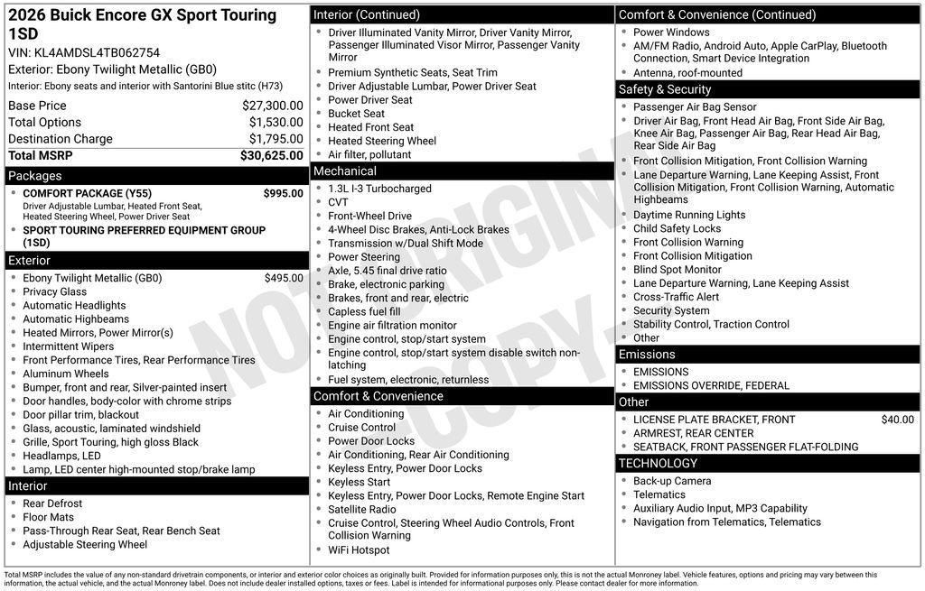 new 2026 Buick Encore GX car, priced at $28,561