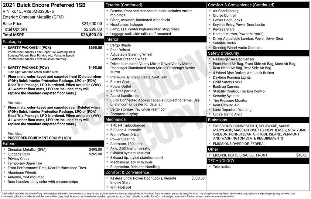 used 2021 Buick Encore car, priced at $17,575