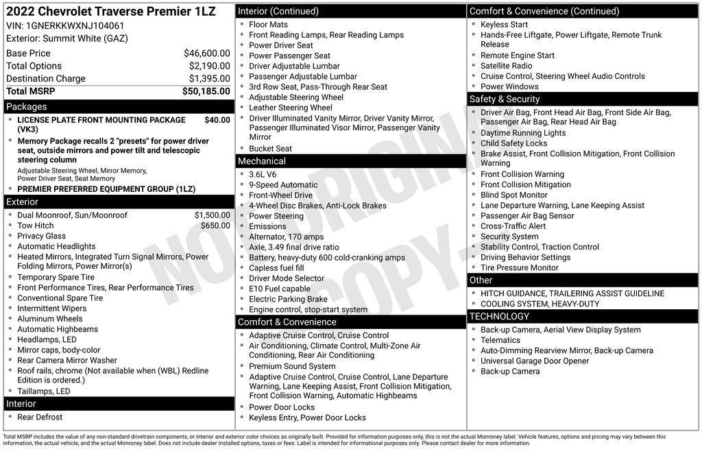used 2022 Chevrolet Traverse car, priced at $32,995