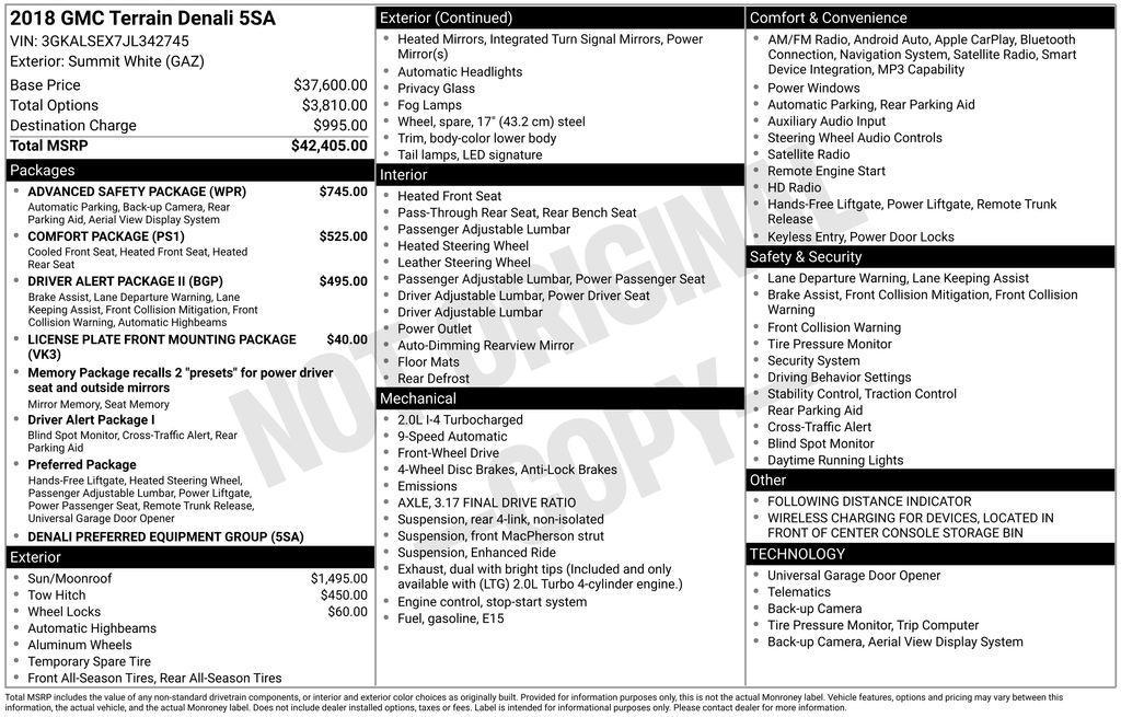 used 2018 GMC Terrain car, priced at $17,995