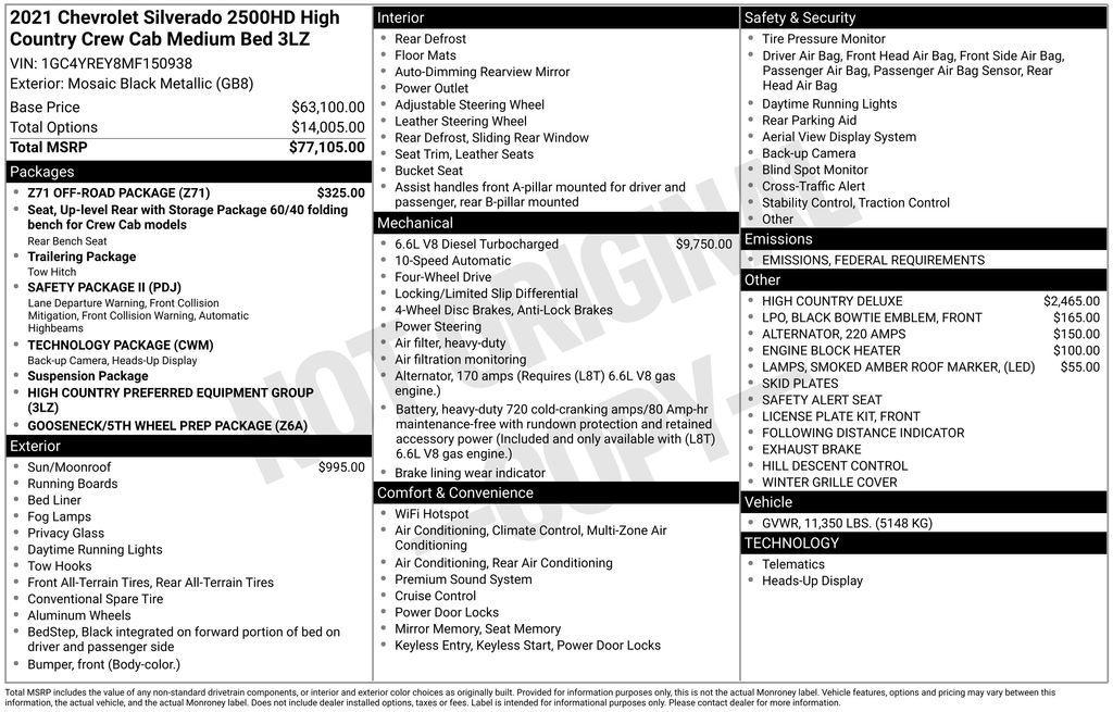 used 2021 Chevrolet Silverado 2500 car, priced at $67,995