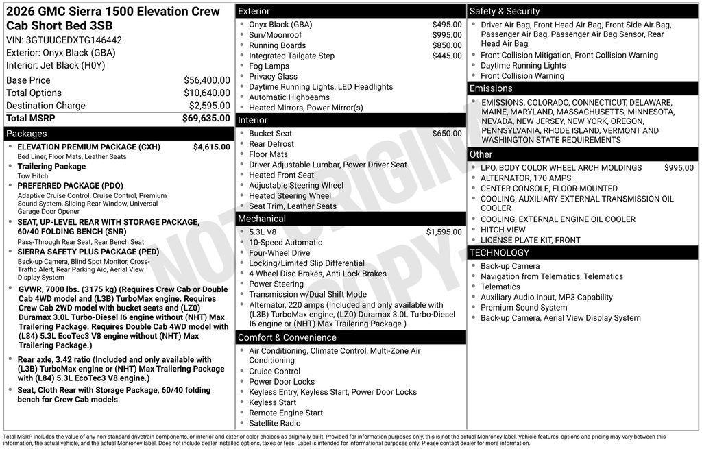 new 2026 GMC Sierra 1500 car, priced at $62,229