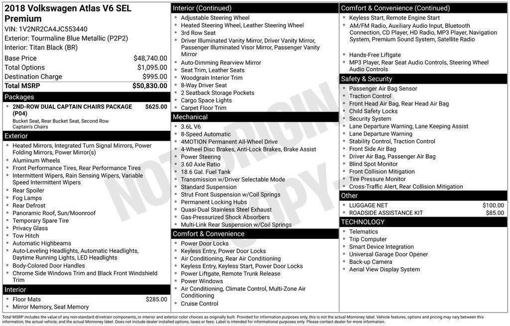 used 2018 Volkswagen Atlas car, priced at $15,000