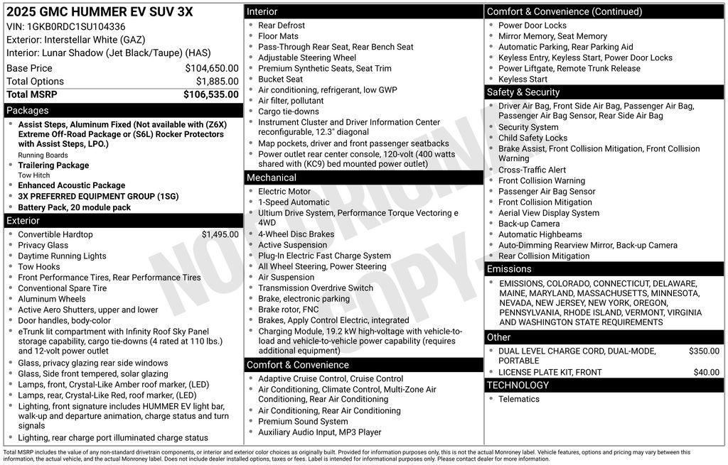 new 2025 GMC HUMMER EV SUV car, priced at $105,790