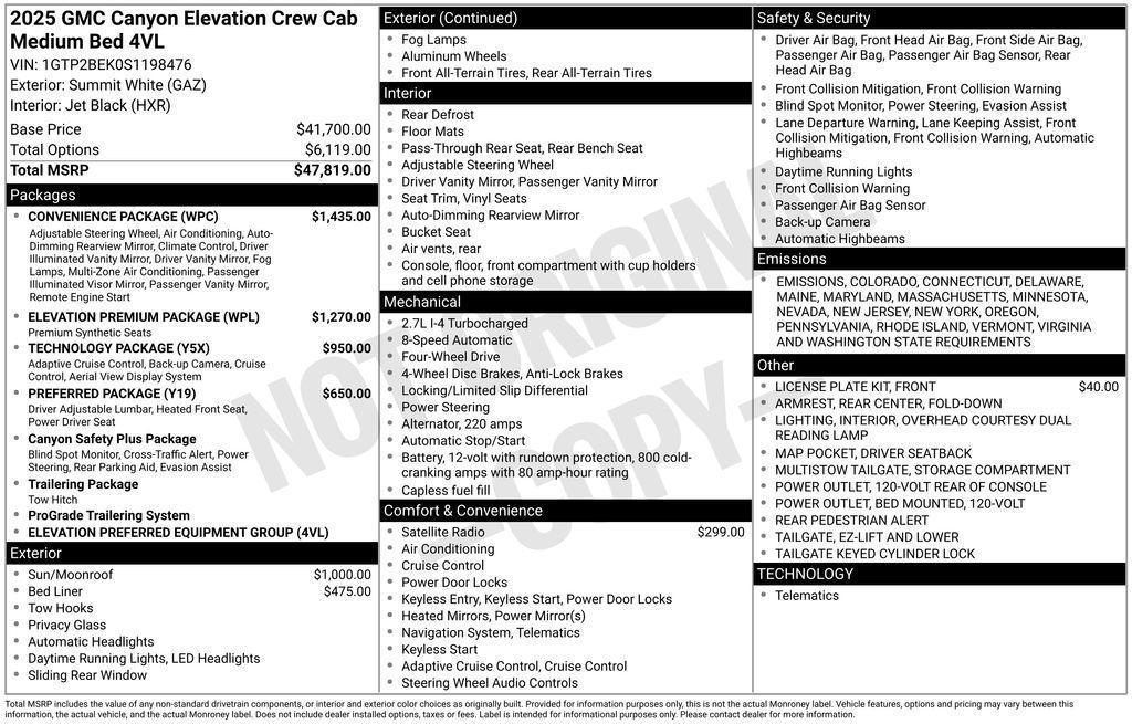 new 2025 GMC Canyon car, priced at $49,474