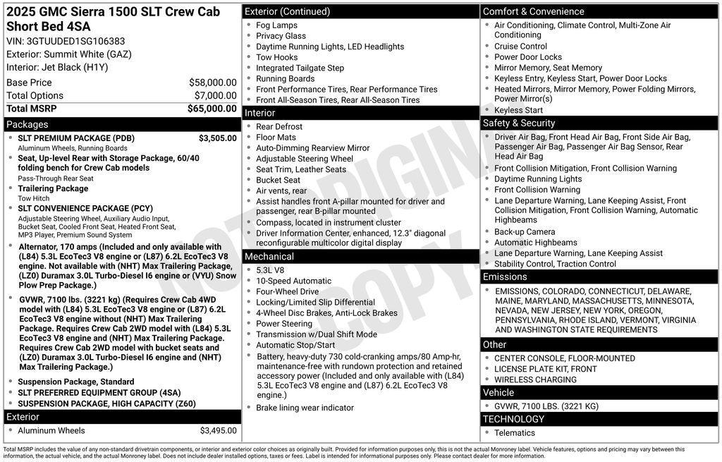 new 2025 GMC Sierra 1500 car, priced at $61,645