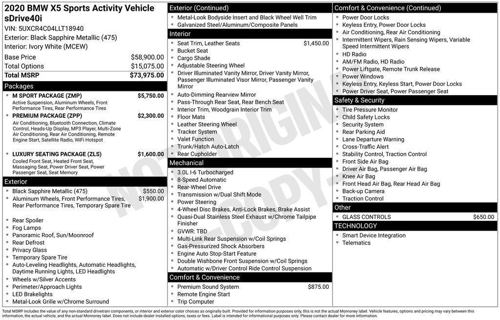 used 2020 BMW X5 car, priced at $28,995