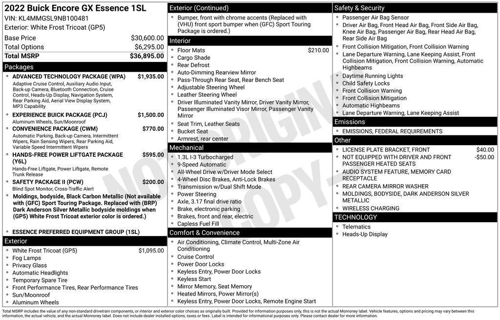 used 2022 Buick Encore GX car, priced at $24,995