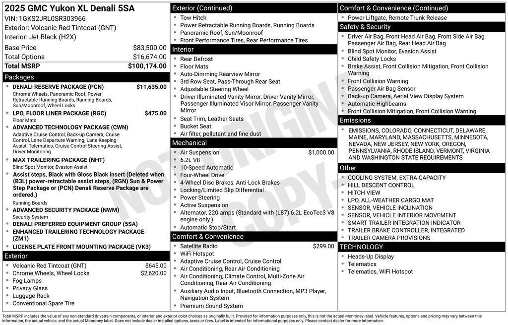 new 2025 GMC Yukon XL car, priced at $99,594