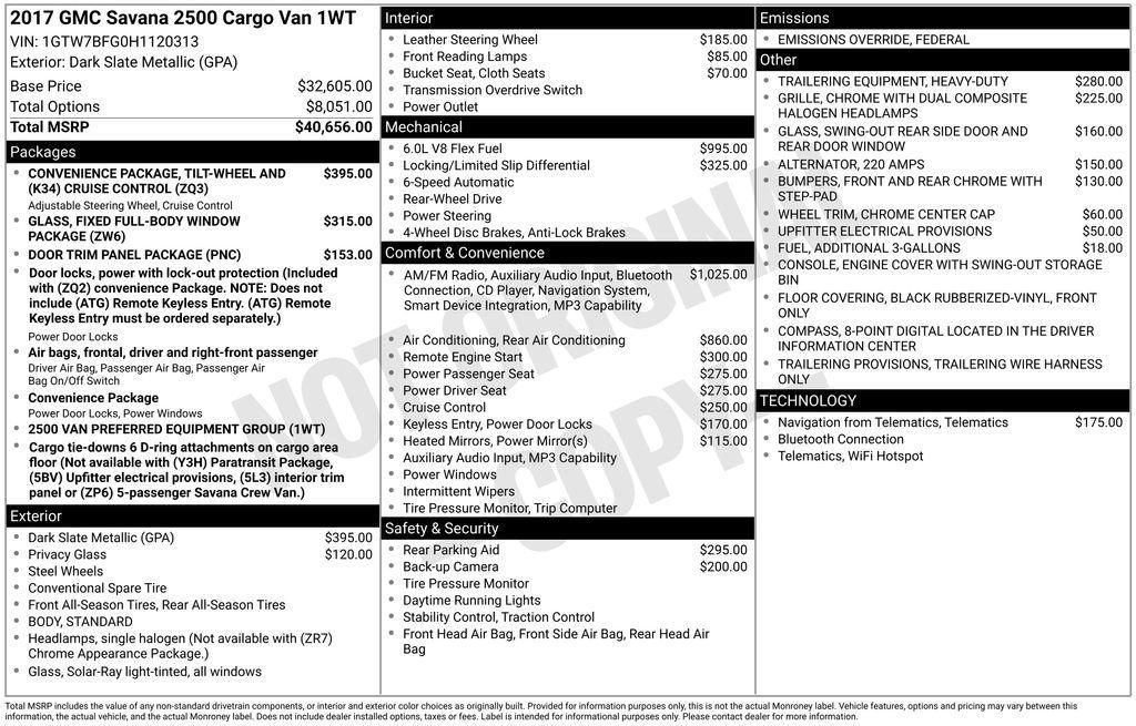 used 2017 GMC Savana 2500 car, priced at $26,986