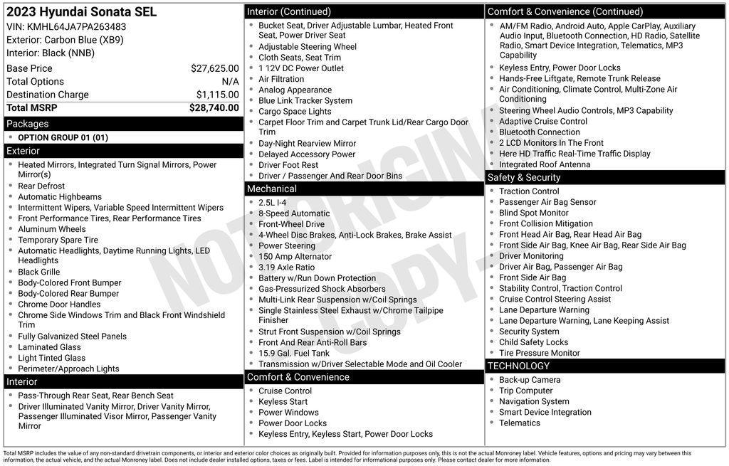used 2023 Hyundai Sonata car, priced at $19,500
