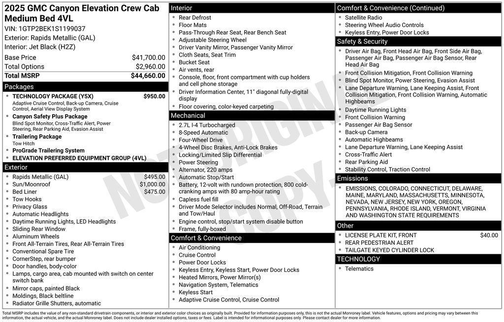 new 2025 GMC Canyon car, priced at $46,315