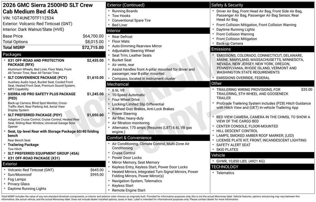 new 2026 GMC Sierra 2500 car, priced at $74,310