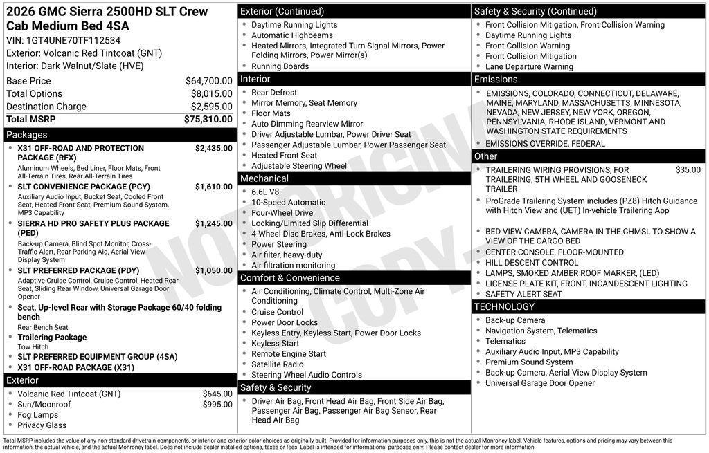 new 2026 GMC Sierra 2500 car, priced at $70,454