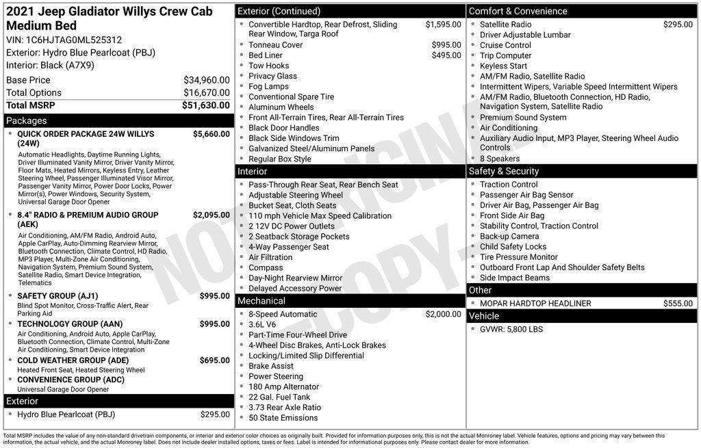 used 2021 Jeep Gladiator car, priced at $31,800
