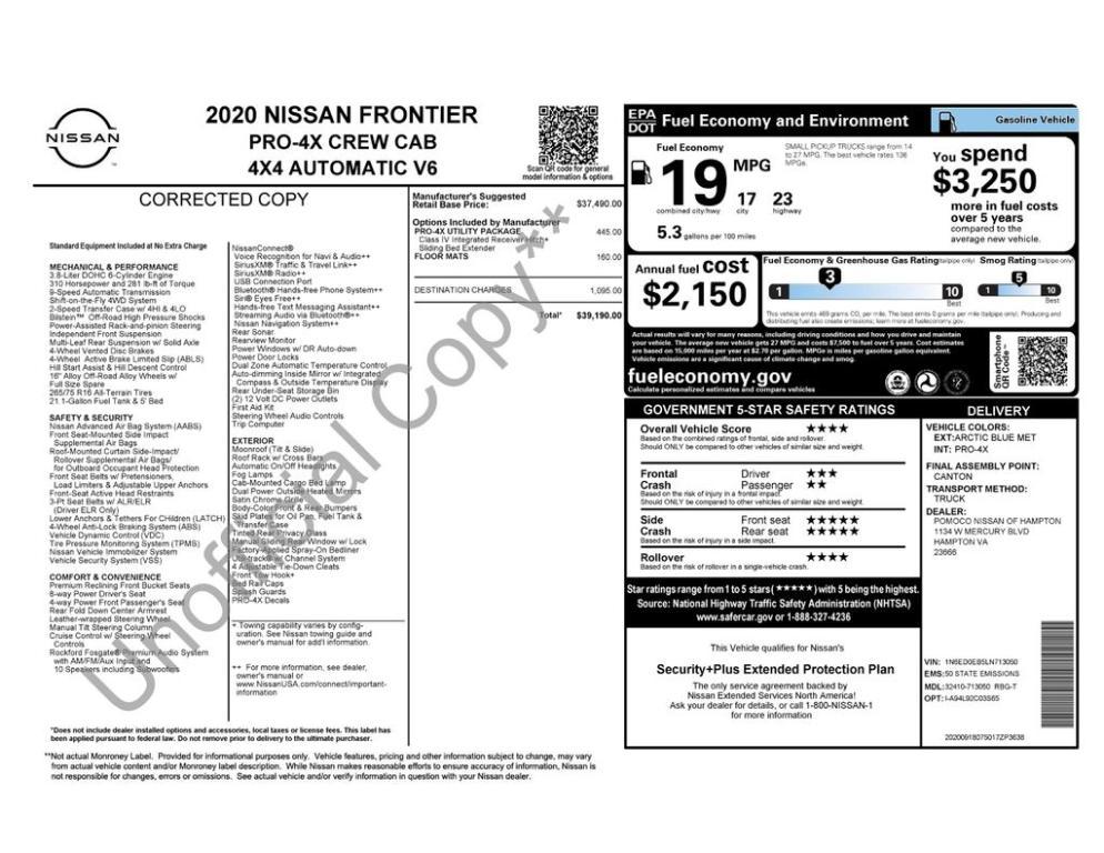 used 2020 Nissan Frontier car, priced at $28,495