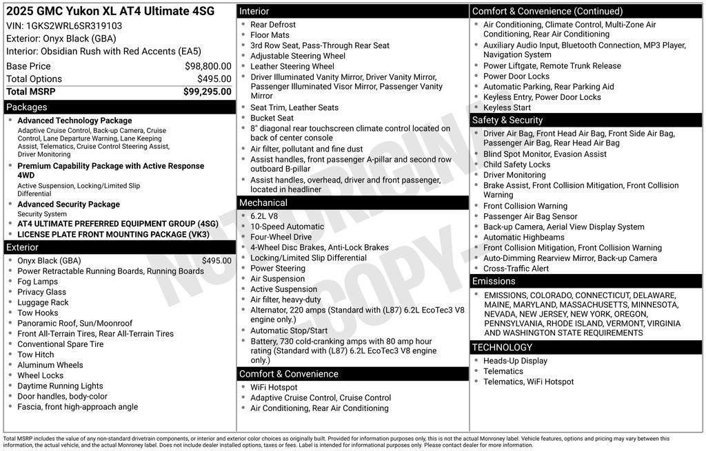 new 2025 GMC Yukon XL car, priced at $101,490