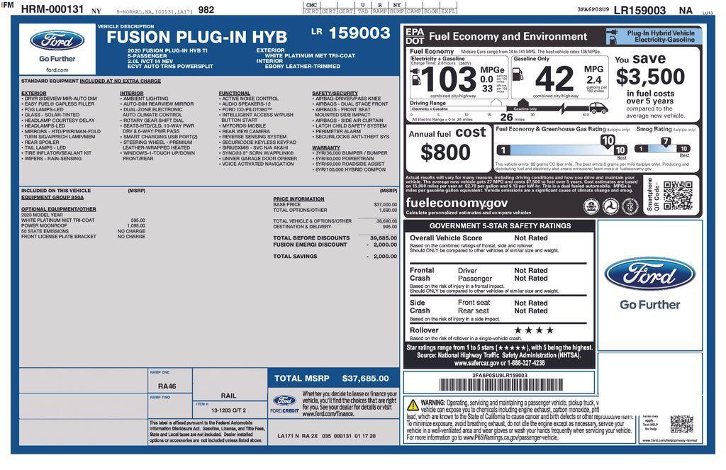 used 2020 Ford Fusion Energi car, priced at $18,995