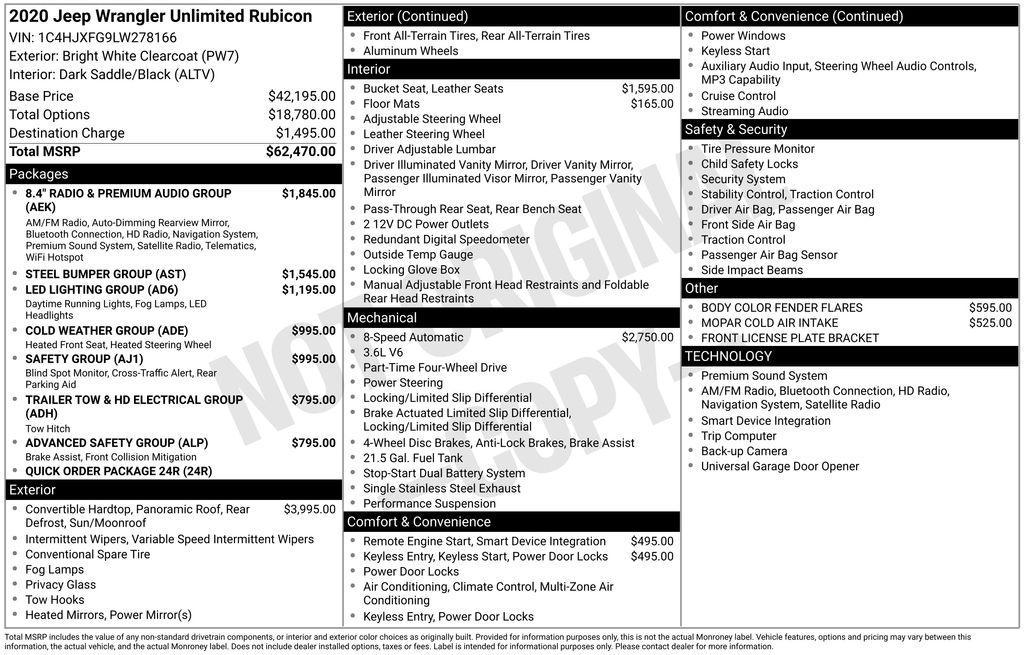 used 2020 Jeep Wrangler Unlimited car, priced at $29,195