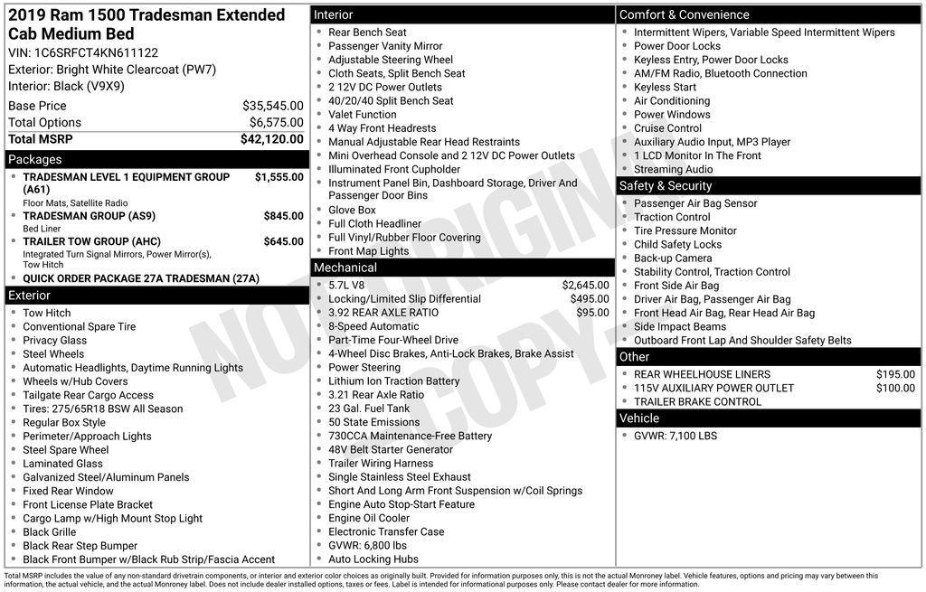 used 2019 Ram 1500 car, priced at $24,995