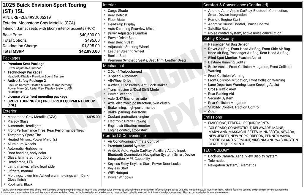 new 2025 Buick Envision car, priced at $35,375
