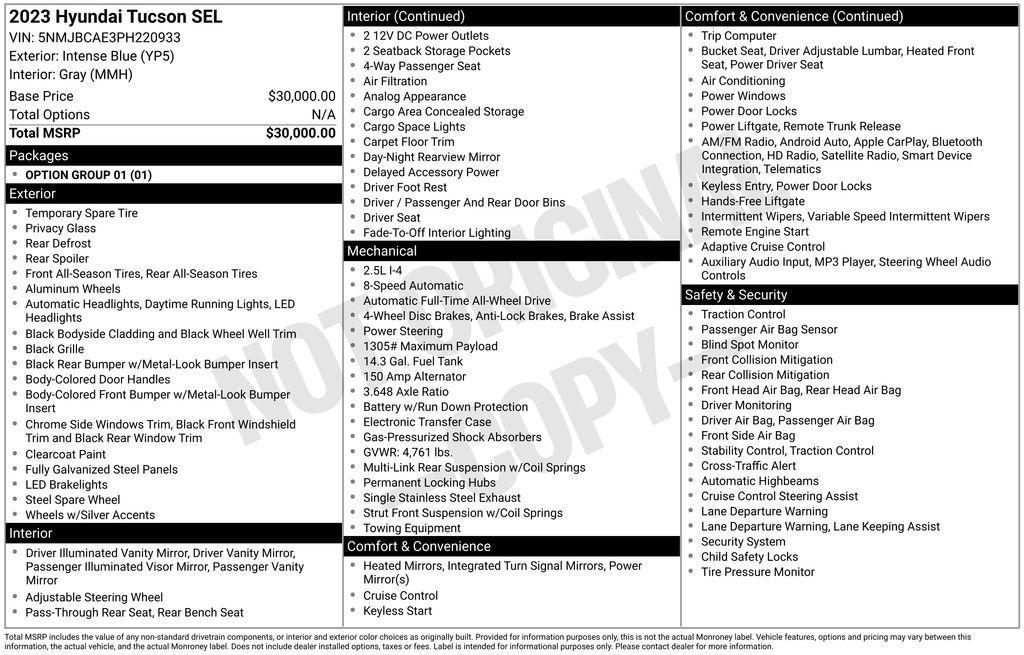 used 2023 Hyundai Tucson car, priced at $27,850