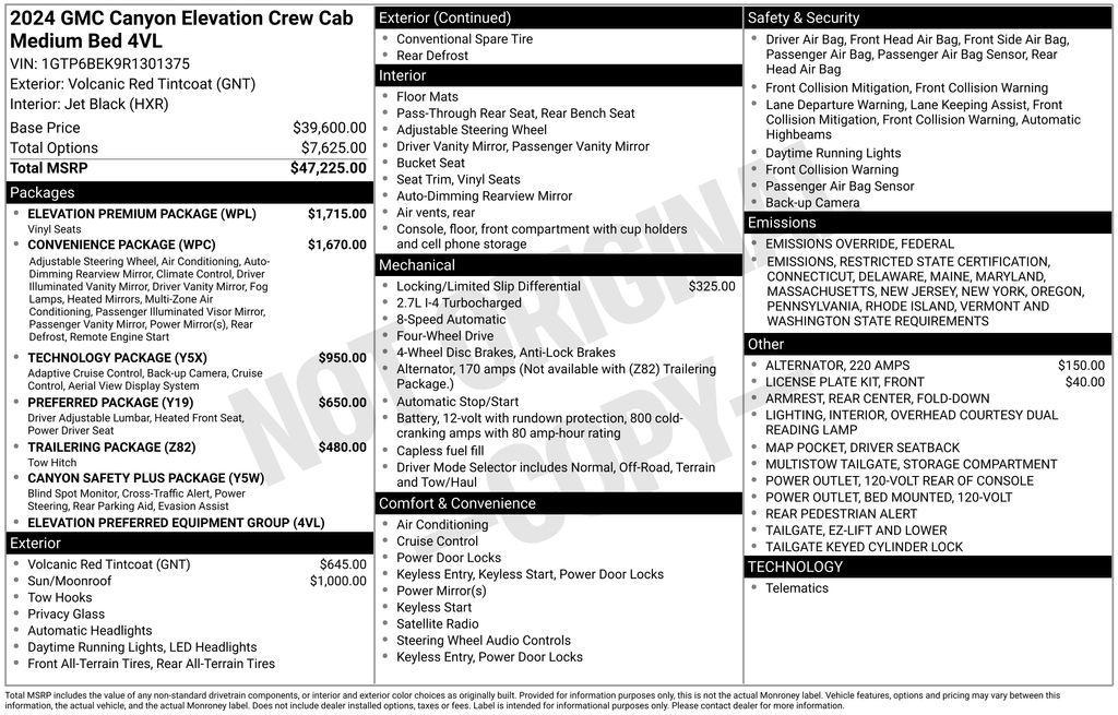 new 2024 GMC Canyon car, priced at $39,780