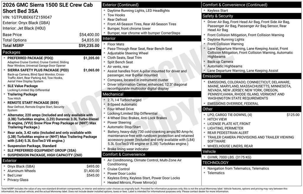 new 2026 GMC Sierra 1500 car, priced at $56,980