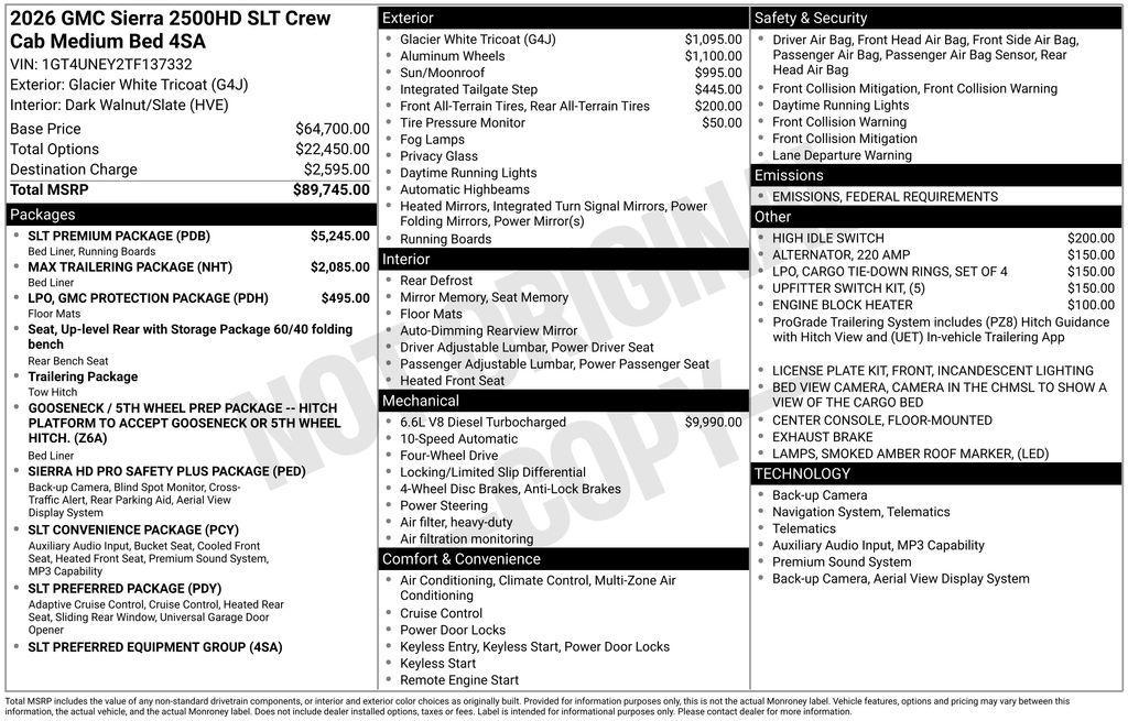 new 2026 GMC Sierra 2500 car, priced at $82,906