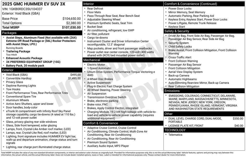 new 2025 GMC HUMMER EV SUV car, priced at $106,285
