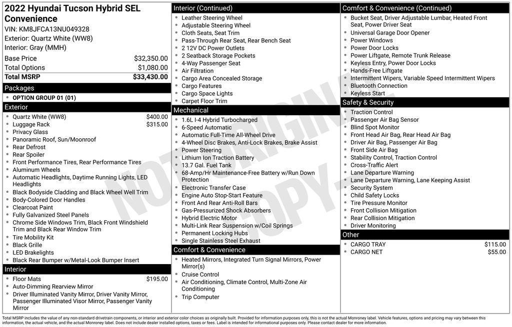 used 2022 Hyundai TUCSON Hybrid car, priced at $25,995